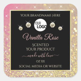 Luxury Black Pink Gold Glitter Product Labels Logo