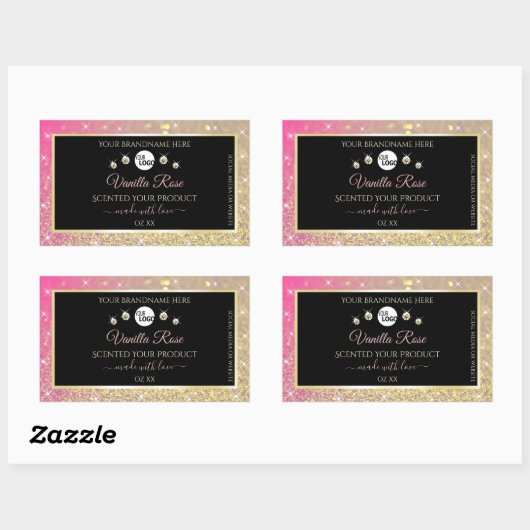 Luxury Black Pink Gold Glitter Product Labels Logo (Vel)