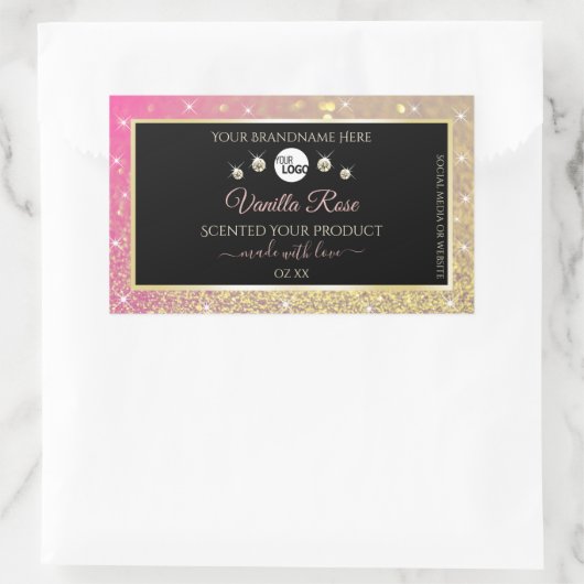 Luxury Black Pink Gold Glitter Product Labels Logo (Tas)