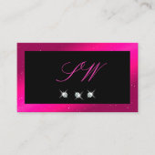 Luxury Black Pink Sparkle Diamonds Monogram Trendy Visitekaartje (Voorkant)