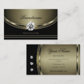 Luxury Black Platinum Colors Bright Faux Diamonds Visitekaartje (Voorkant / Achterkant)