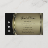 Luxury Black Platinum Colors Bright Faux Diamonds Visitekaartje (Achterkant)