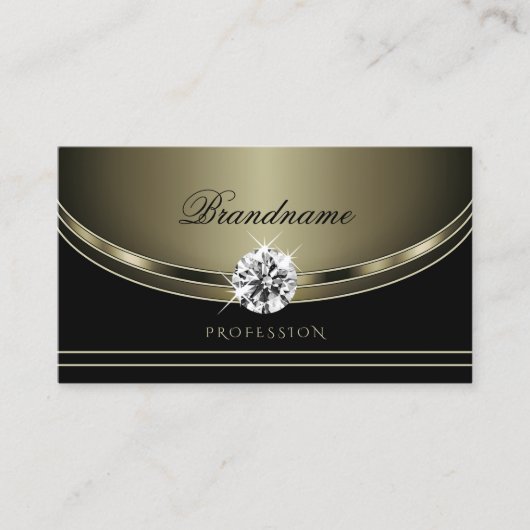 Luxury Black Platinum Colors Bright Faux Diamonds Visitekaartje (Voorkant)