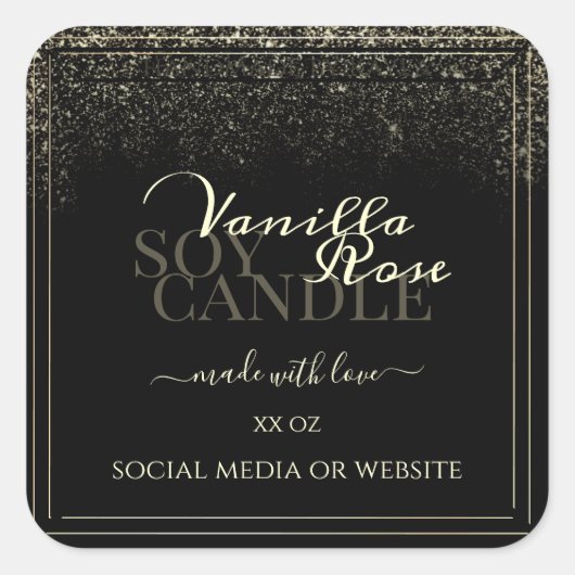 Luxury Black Product Packaging Labels Gold Lijst (Voorkant)