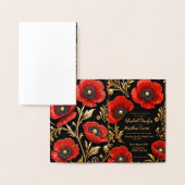 Luxury Black Red and Gold Floral Wedding Folie Kaarten (Display)