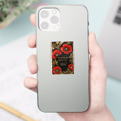 Luxury Black Red and Gold Floral Wedding  Sticker (Telefoon)