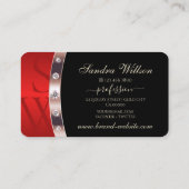Luxury Black Roos Gold Red met Monogram Diamonds Visitekaartje (Achterkant)