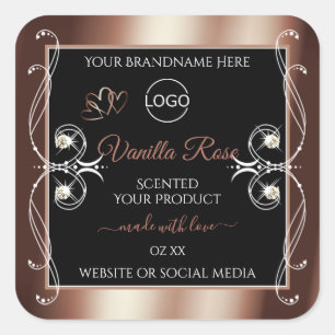 Luxury Black Rosegold Shimmery Product Labels Logo