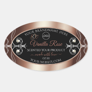 Luxury Black Rosegold Shimmery Product Labels Logo