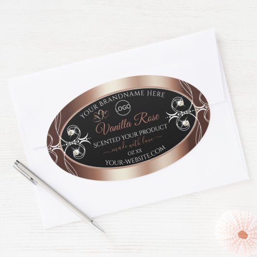 Luxury Black Rosegold Shimmery Product Labels Logo (Envelop)