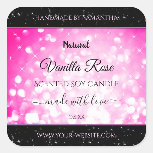 Luxury Black Roze Glitter Product Packaging Labels (Voorkant)