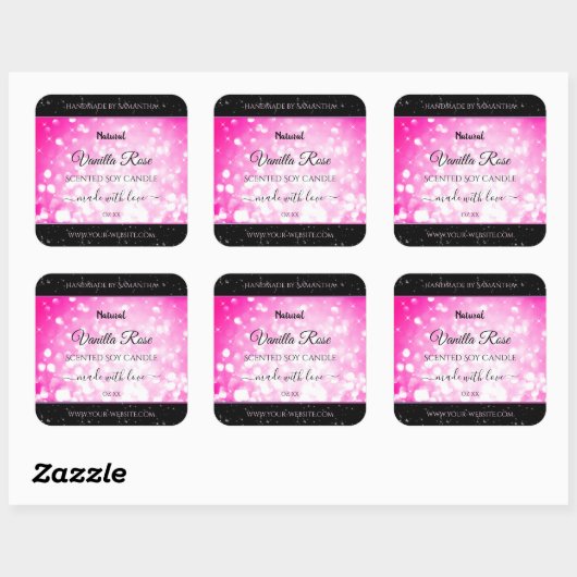 Luxury Black Roze Glitter Product Packaging Labels (Vel)