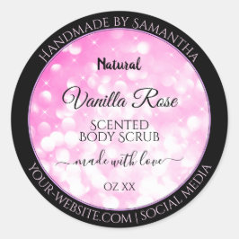 Luxury Black Roze Glitter Product Packaging Labels