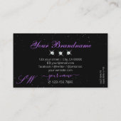 Luxury Black Roze Paarse Glitter Stars Initialen Visitekaartje (Achterkant)