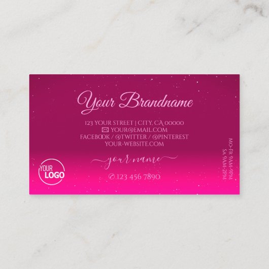 Luxury Black Roze Sparkle Diamonds voegt Logo mode Visitekaartje (Achterkant)