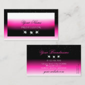 Luxury Black Roze witte gradiënt Shimmery Diamonds Visitekaartje (Voorkant / Achterkant)
