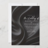 luxury black satin wedding kaart (Voorkant)