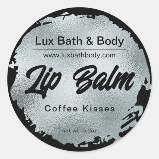 Luxury Black Silver Foil Modern Product Labels (Voorkant)