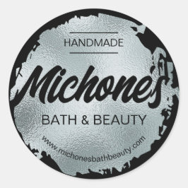 Luxury Black Silver Foil Moderne Custom Business Ronde Sticker