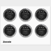 Luxury Black Silver Glitter Diamonds Productlabel Ronde Sticker (Vel)