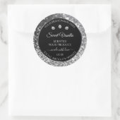 Luxury Black Silver Glitter Diamonds Productlabel Ronde Sticker (Tas)