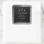 Luxury Black Silver Glitter Diamonds Productlabel Vierkante Sticker (Tas)