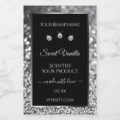 Luxury Black Silver Glitter Diamonds Productlabel Voedselcontainer Etiket (Enkel label)