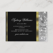 Luxury Black Silver Glitter Monogram Gold Decor Visitekaartje (Achterkant)