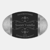 Luxury Black Silver Glitter  productlabels Ovale Sticker (Voorkant)