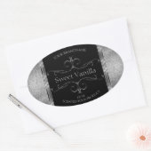 Luxury Black Silver Glitter  productlabels Ovale Sticker (Envelop)