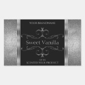 Luxury Black Silver Glitter productlabels Rechthoekige Sticker (Voorkant)