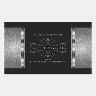 Luxury Black Silver Glitter productlabels Rechthoekige Sticker
