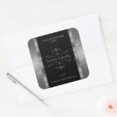 Luxury Black Silver Glitter  productlabels Vierkante Sticker (Envelop)