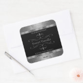 Luxury Black Silver Glitter productlabels Vierkante Sticker (Envelop)
