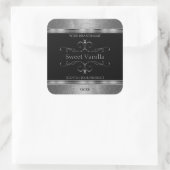 Luxury Black Silver Glitter productlabels Vierkante Sticker (Tas)