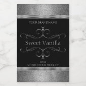 Luxury Black Silver Glitter productlabels Voedselcontainer Etiket (Enkel label)