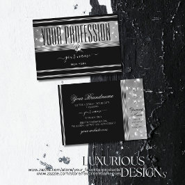 Luxury Black Silver Glitter Sparkle Stars Diamonds Visitekaartje