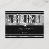 Luxury Black Silver Glitter Sparkle Stars Diamonds Visitekaartje (Voorkant)