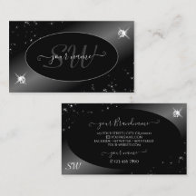 Luxury Black Silver Glitter Stars Jewels Initialen