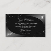 Luxury Black Silver Glitter Stars Jewels Monogram Visitekaartje (Achterkant)
