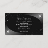 Luxury Black Silver Glitter Stars Jewels Stijlvol Visitekaartje (Achterkant)
