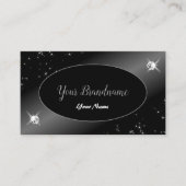 Luxury Black Silver Glitter Stars Jewels Stijlvol Visitekaartje (Voorkant)