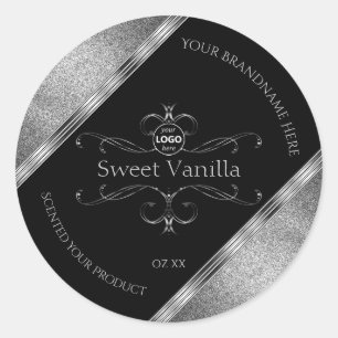 Luxury Black Silver  productlabels toevoegen Logo Ronde Sticker