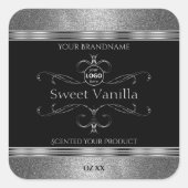 Luxury Black Silver  productlabels toevoegen Logo Vierkante Sticker (Voorkant)