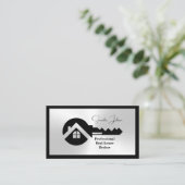 Luxury Black & Silver QR Code Photo Real Estate  Visitekaartje (Staand voorkant)