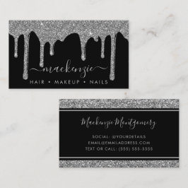 Luxury Black Silver Sparkle Driving Glitter Visitekaartje