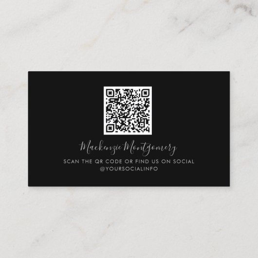 Luxury Black Silver Sparkle Glitter Drift QR-code Visitekaartje (Achterkant)