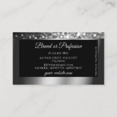 Luxury Black Silver Sparkle Glitter Stars Diamonds Visitekaartje (Achterkant)