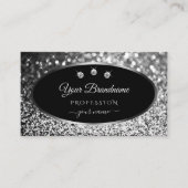 Luxury Black Silver Sparkle Glitter Stars Diamonds Visitekaartje (Voorkant)