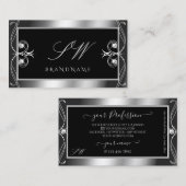 Luxury  Black Silver Sparkle Jewels Monogram Visitekaartje (Voorkant / Achterkant)